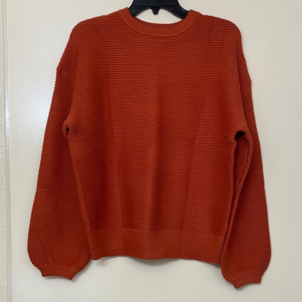Rust Orange Crewneck Knit Sweater